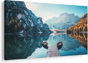 Kép - Csónakok a Braies-tónál (90x60 cm)