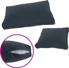 Kerti rattan szett, akácfa, fekete/szürke/természetes, MALKOM