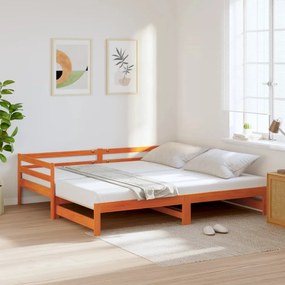 viaszbarna tömör fenyőfa kihúzható kanapéágy 80 x 200 cm