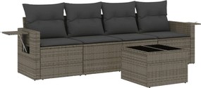 vidaXL 5 részes szürke polyrattan kerti ülőgarnitúra párnákkal