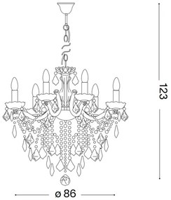 Ideal Lux - Kristály csillár láncon FLORIAN 18xE14/40W/230V átm. 86 cm arany