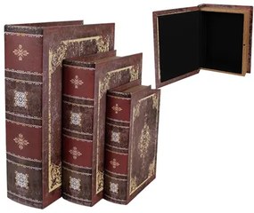Antik mintás fadobozszett 3 részes, 27x22x7 / 22x17x6 / 17x12x4cm