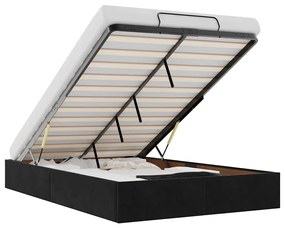 Ottomán ágykeret matrac nélkül fekete 120x190 cm bársony