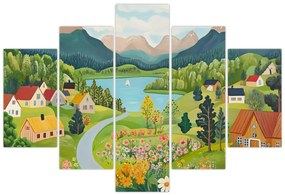 Kép - Falu a hegyekben (150x105 cm)