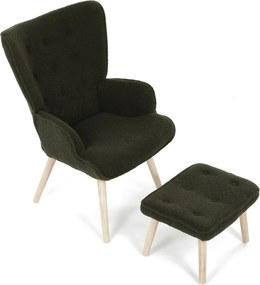 Relaxační křeslo, zelená, látka bouclé, AK-319 GRN2