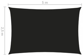 fekete téglalap alakú oxford-szövet napvitorla 2,5 x 5 m