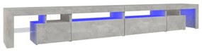 betonszürke TV-szekrény LED-lámpákkal 290x36,5x40 cm