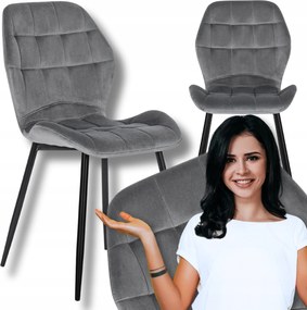 Velúr kárpitozott szék Konyha Étkező Nappali Loft Szürke Lucky