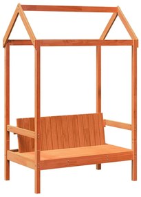 viaszbarna tömör fenyőfa ágy és pad szett tetővel 90 x 190 cm