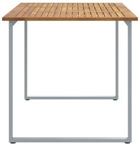 Kültéri Étkezőasztal Szürke 160x80x75 cm Acél és Szilárd Akácfa