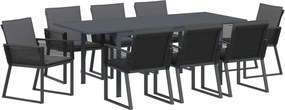 vidaXL Kert étkező szett 9 pcs Fekete polirattan