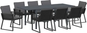 vidaXL Kert étkező szett 9 pcs Fekete polirattan