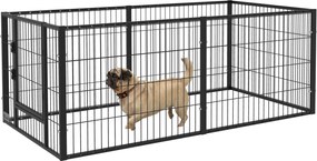 PawHut 6 Panelos Kutyakennel Állítható Szélességű Acélkerettel 82.5-150x79x61 cm Fekete | Aosom