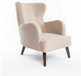Bézs bársony füles fotel Noemye – Bonami Selection