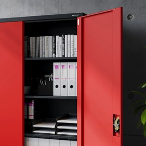 Fém iratszekrény JAN II, 1150 x 185 x 400 mm, antracit-piros