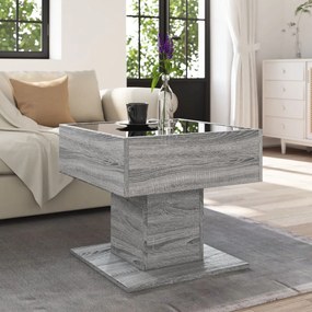 Szürke sonoma szerelt fa dohányzóasztal LED-del 50 x 50 x 45 cm