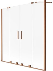 Mexen Velar Duo, 2 szárnyas eltolható kádparaván 150 x 150 cm, 8 mm-es mattüveg, rézmatt, 896-150-000-32-65