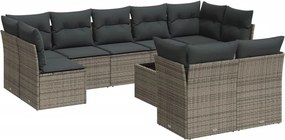 vidaXL 10 részes szürke polyrattan kerti ülőgarnitúra párnákkal