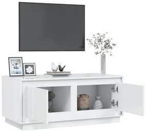 Magasfényű fehér szerelt fa dohányzóasztal 102 x 50 x 44 cm