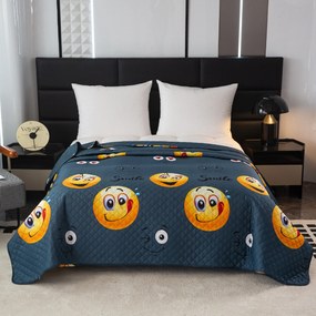 Ágytakaró EMOJI KINYÚJTOTT mintával szürke Méret: 170 x 210 cm