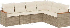 vidaXL 6 részes bézs polyrattan kerti ülőgarnitúra párnával