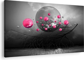 Rózsaszín absztrakt gömbök képe (90x60 cm)