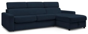Sötétkék kinyitható sarokkanapé (variálható) Monaco – Bobochic Paris