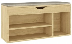 sonoma tölgy színű cipőtároló pad párnával 104 x 30 x 49 cm
