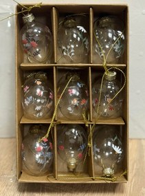 Húsvéti dekorációs üvegtojás 3x4 cm 9 db