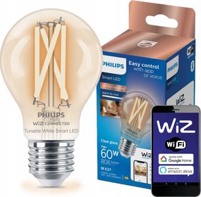 Led izzó E27 A60 7W 60W 2700-6500K Filament Smart WiFi Philips WiZ