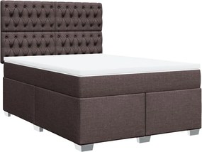 vidaXL sötétbarna szövet rugós ágy matraccal 140 x 190 cm
