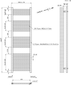 Egyenes törölközőszárító radiátor 1600x500 mm fekete