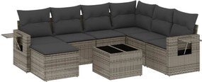 vidaXL 8 részes szürke polyrattan kerti ülőgarnitúra párnákkal