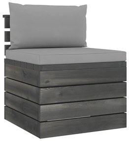 vidaXL 2 részes tömör fenyőfa kerti raklap-bútorgarnitúra párnákkal