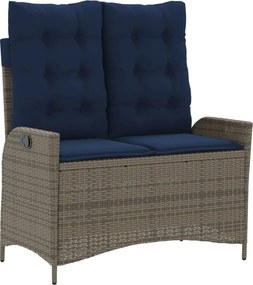 vidaXL szürke polyrattan dönthető kerti pad párnával