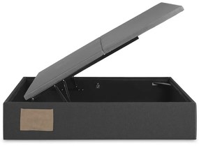 Fekete kárpitozott ágyneműtartós franciaágy 160x200 cm Matters – Kave Home