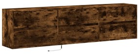 füstös tölgy falra szerelhető TV-szekrény LED-del 180x31x45cm