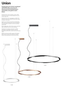 Redo 01-2207 - LED Csillár zsinóron UNION LED/50W/230V 3000K átm. 90 cm fekete