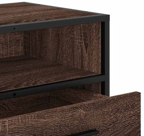 barna tölgy színű szerelt fa és fém TV-szekrény 100x34,5x40 cm