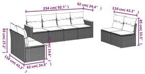 8 részes bézs polyrattan kerti ülőgarnitúra párnával