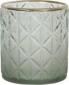 Üveg gyertyatartó arany szegéllyel 7x8 cm