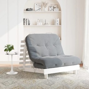 fehér tömör fenyőfa futon kanapéágy matraccal 100 x 206 x 11 cm