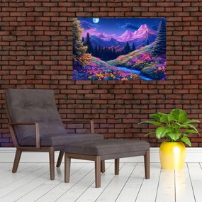 Kép - Lila táj teljes holdfénynél (90x60 cm)