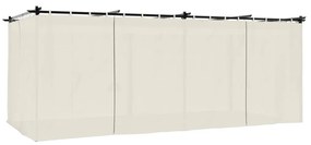 krémszínű acél pavilon függönyökkel 6 x 3 m