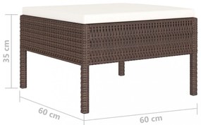 4 részes barna polyrattan kerti bútorszett párnákkal