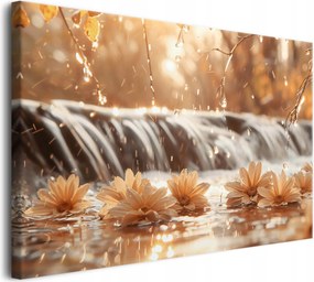 Vászonkép falikép nappaliba virágok víz ősz 80x120cm