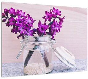 Lila virágok képe (üvegen) (70x50 cm)