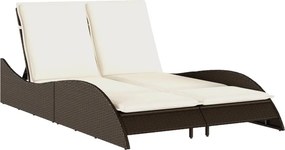 vidaXL barna polyrattan napozóágy párnákkal 114x205x73 cm