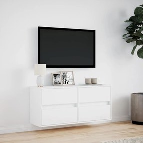 fehér falra szerelhető TV-szekrény LED-lámpákkal 100x31x45 cm