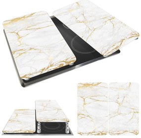 Fehér-aranyszínű edzett üveg tűzhely fedőlap szett 2 db-os 30x52 cm Marble – Wenko